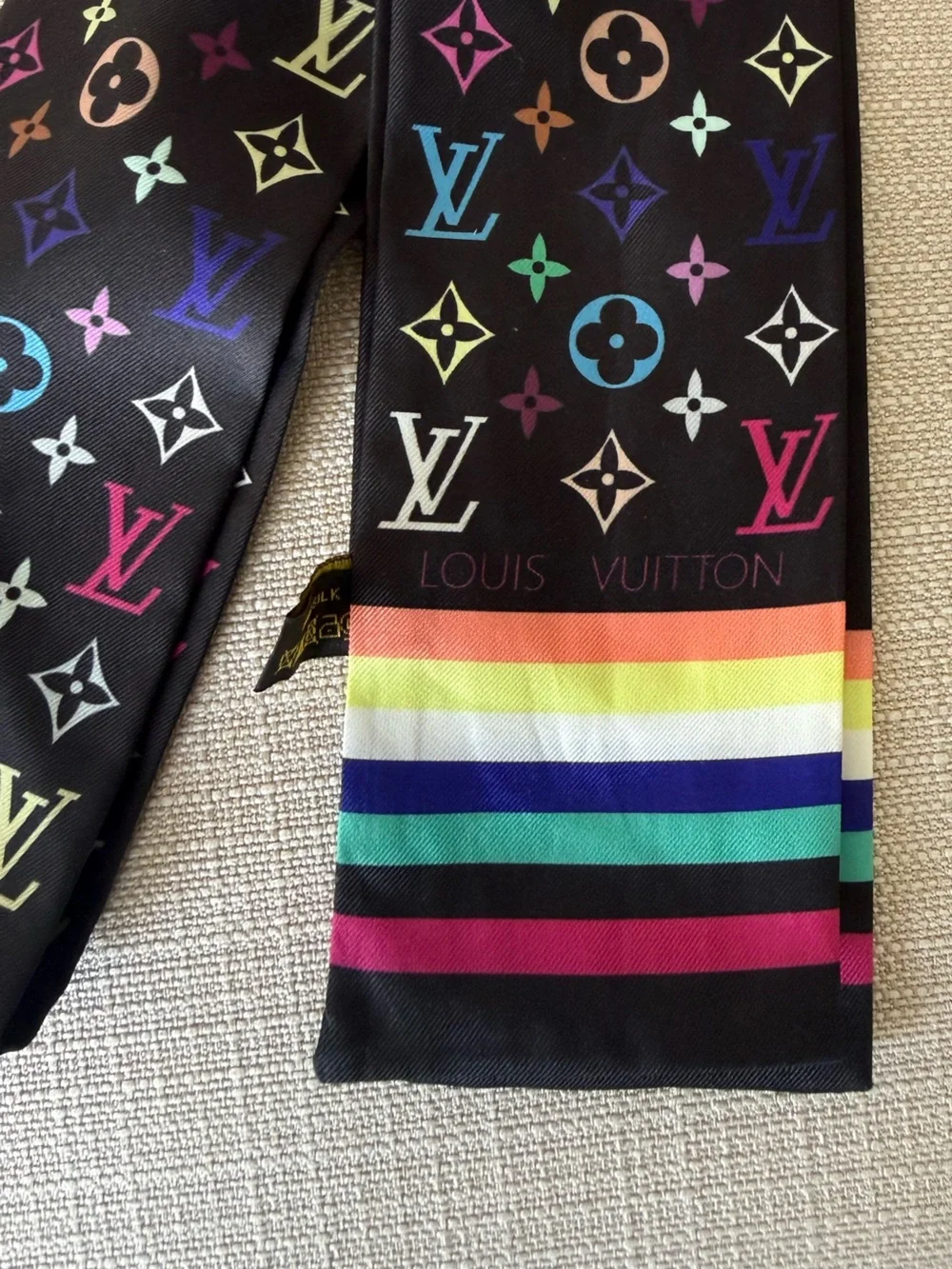 LOUIS VUITTON Vintage LV Multicolor Monogram Logo Bandeau Scarf 105183